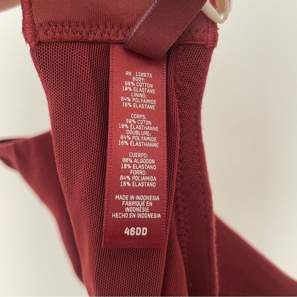 NWT‎ SKIMS Cotton Jersey T-Shirt Bra Sangria 46DD - Picture 3 of 9